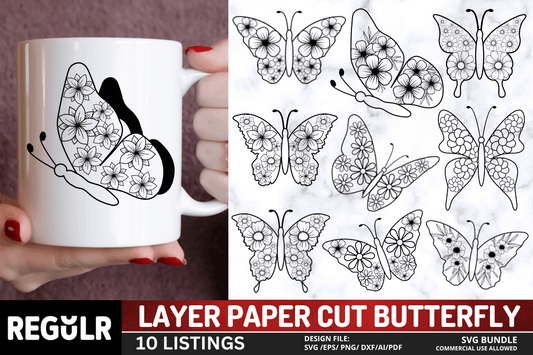 Layer Paper Cut Butterfly SVG Bundle