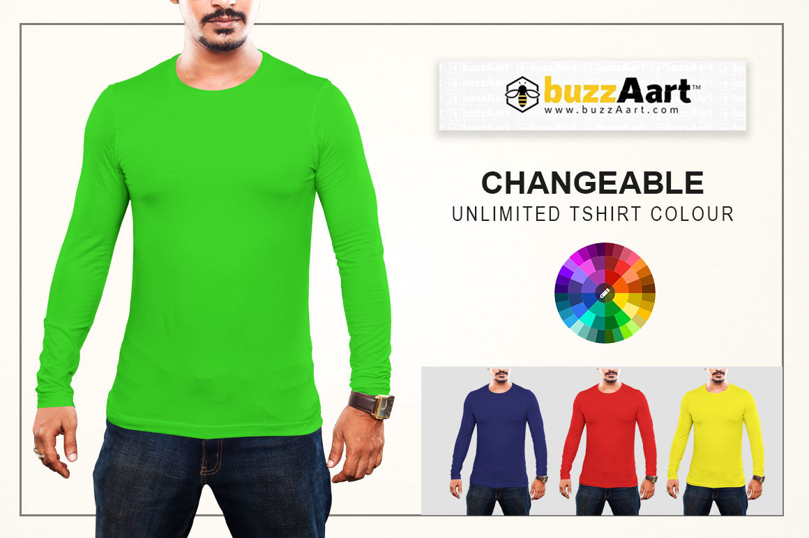 4 Editable Men's Long Sleeve Crew Neck T-Shirt Mockup Bundle