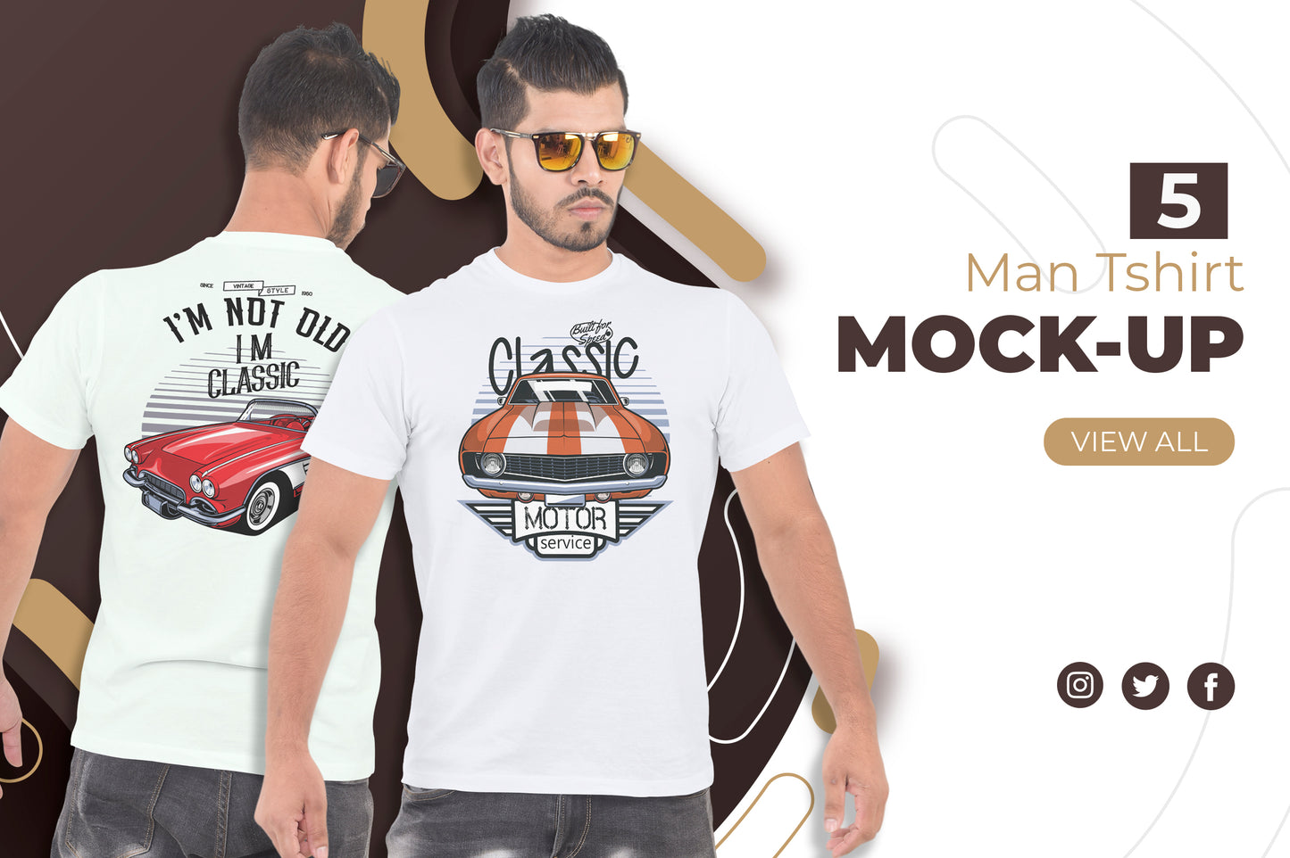 5 Editable Men’s T-Shirt Mock-Ups Bundle – Realistic & Stylish Mock-Up Pack