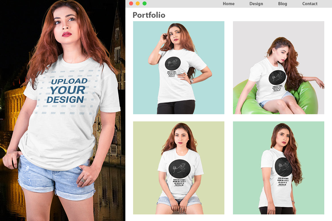 09 Editable Modern Female T-Shirt Mockup Bundle