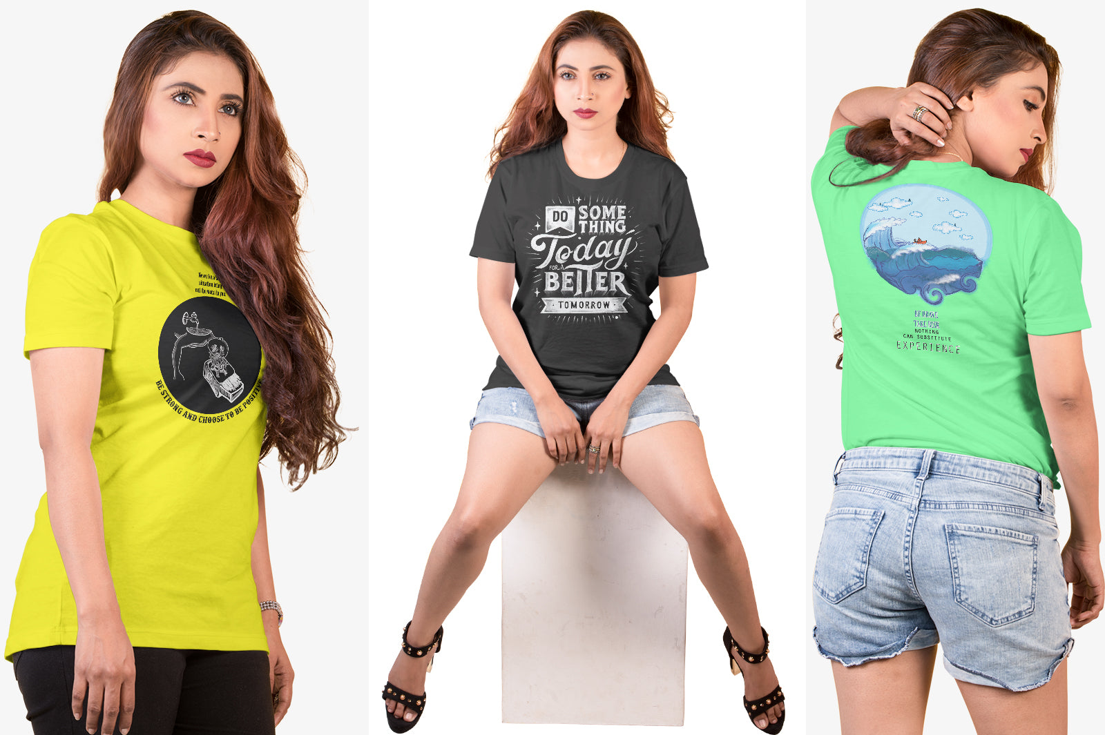 09 Editable Modern Female T-Shirt Mockup Bundle