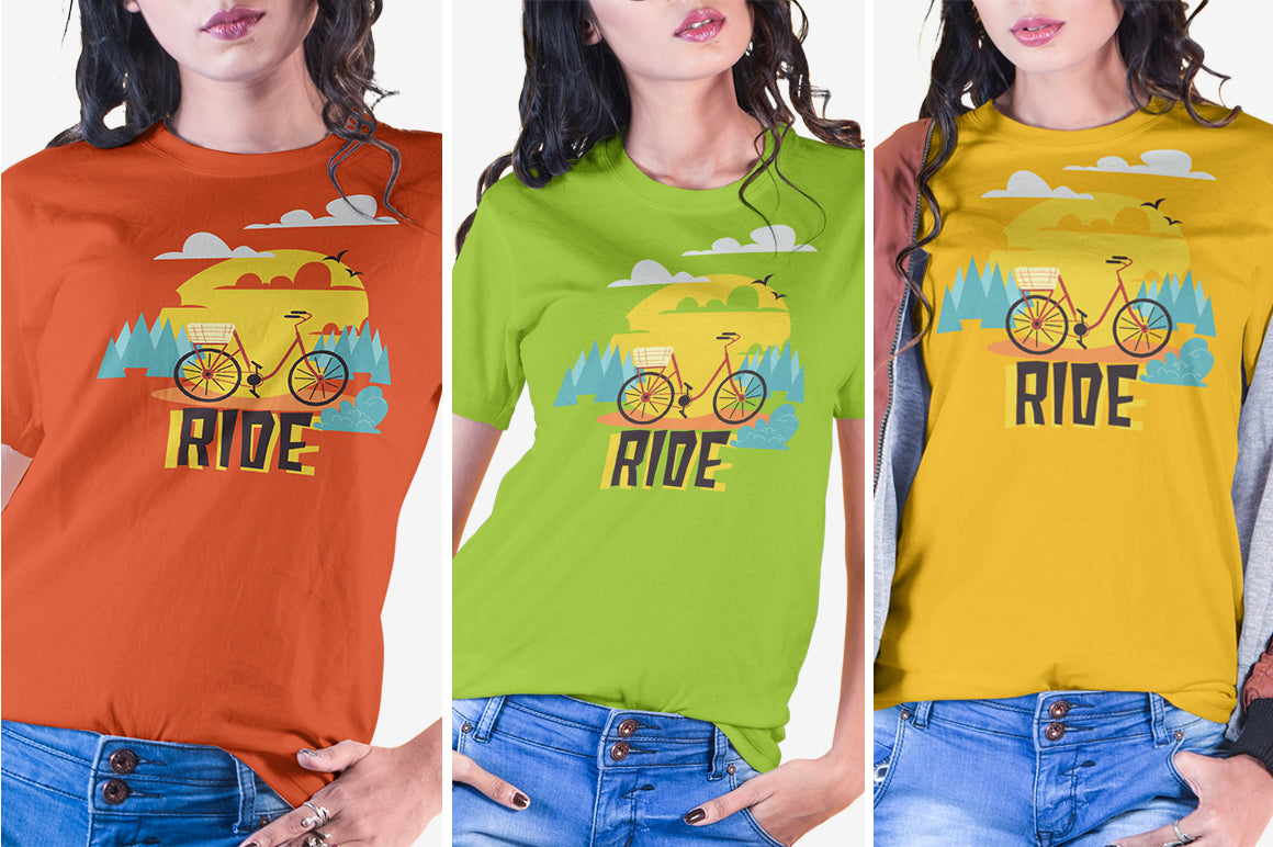 5 Editable Female T-Shirt Mockup Bundle