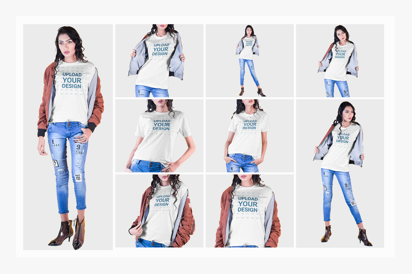 5 Editable Female T-Shirt Mockup Bundle