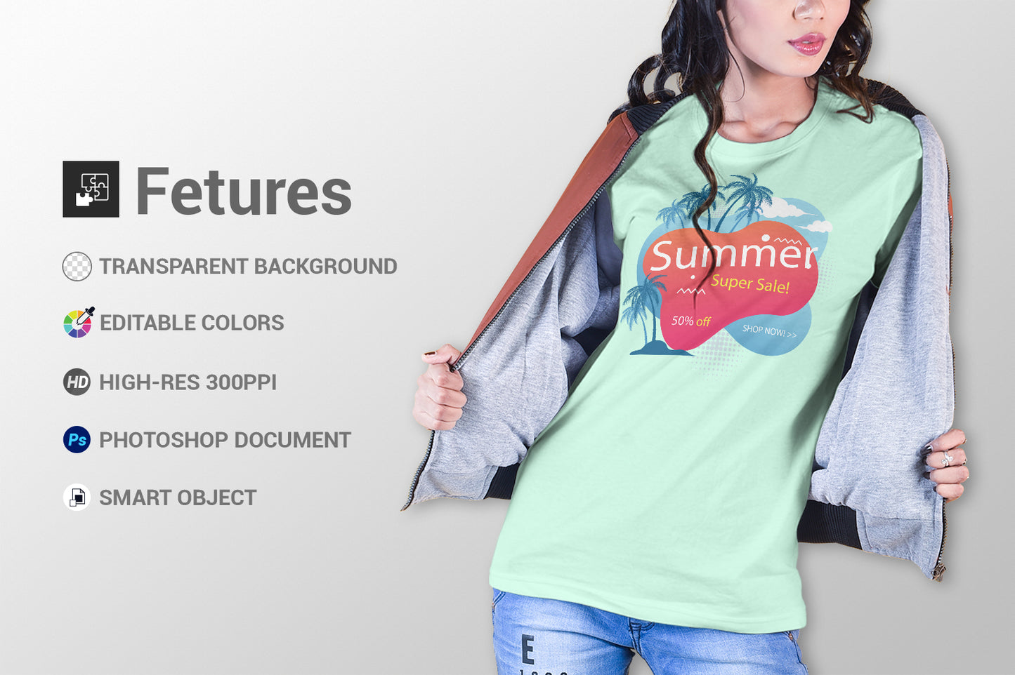 5 Editable Female T-Shirt Mockup Bundle