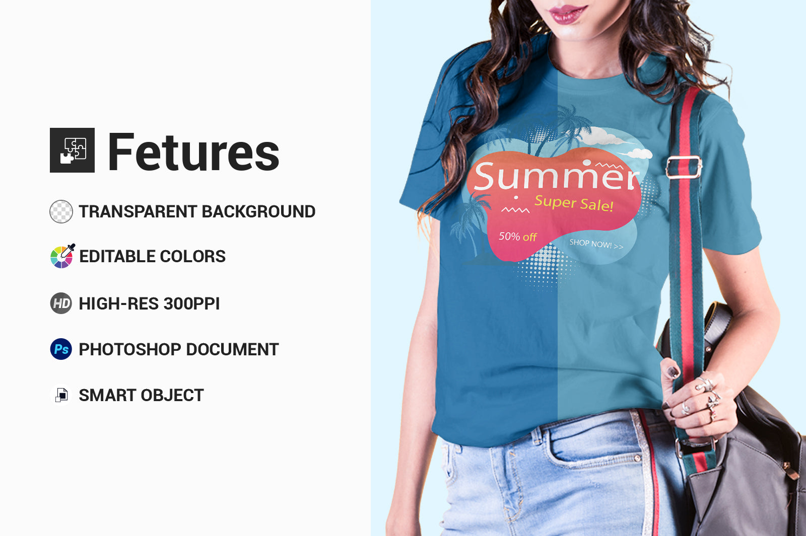 06 Editable Female T-Shirt Mock-Ups – Different Styles Bundle