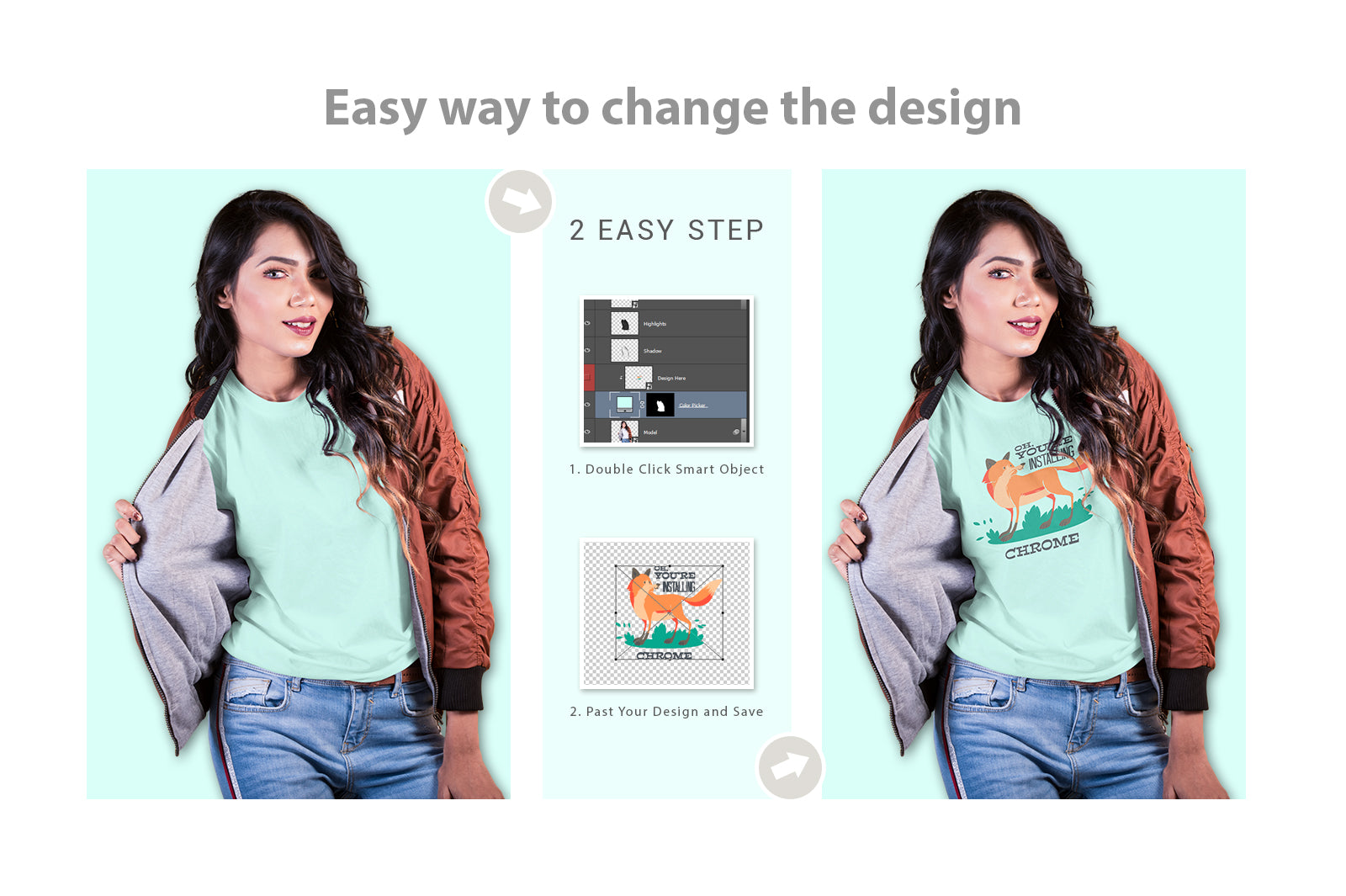 06 Editable Female T-Shirt Mock-Ups – Different Styles Bundle