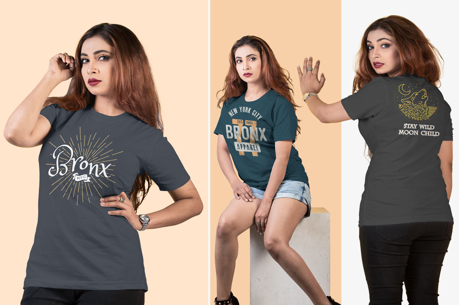 05 Editable Female T-Shirt Mockup Bundle