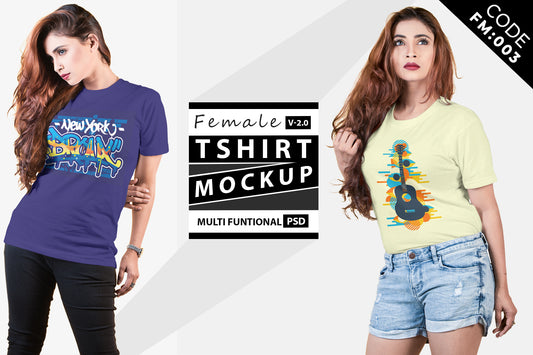 05 Editable Female T-Shirt Mockup Bundle