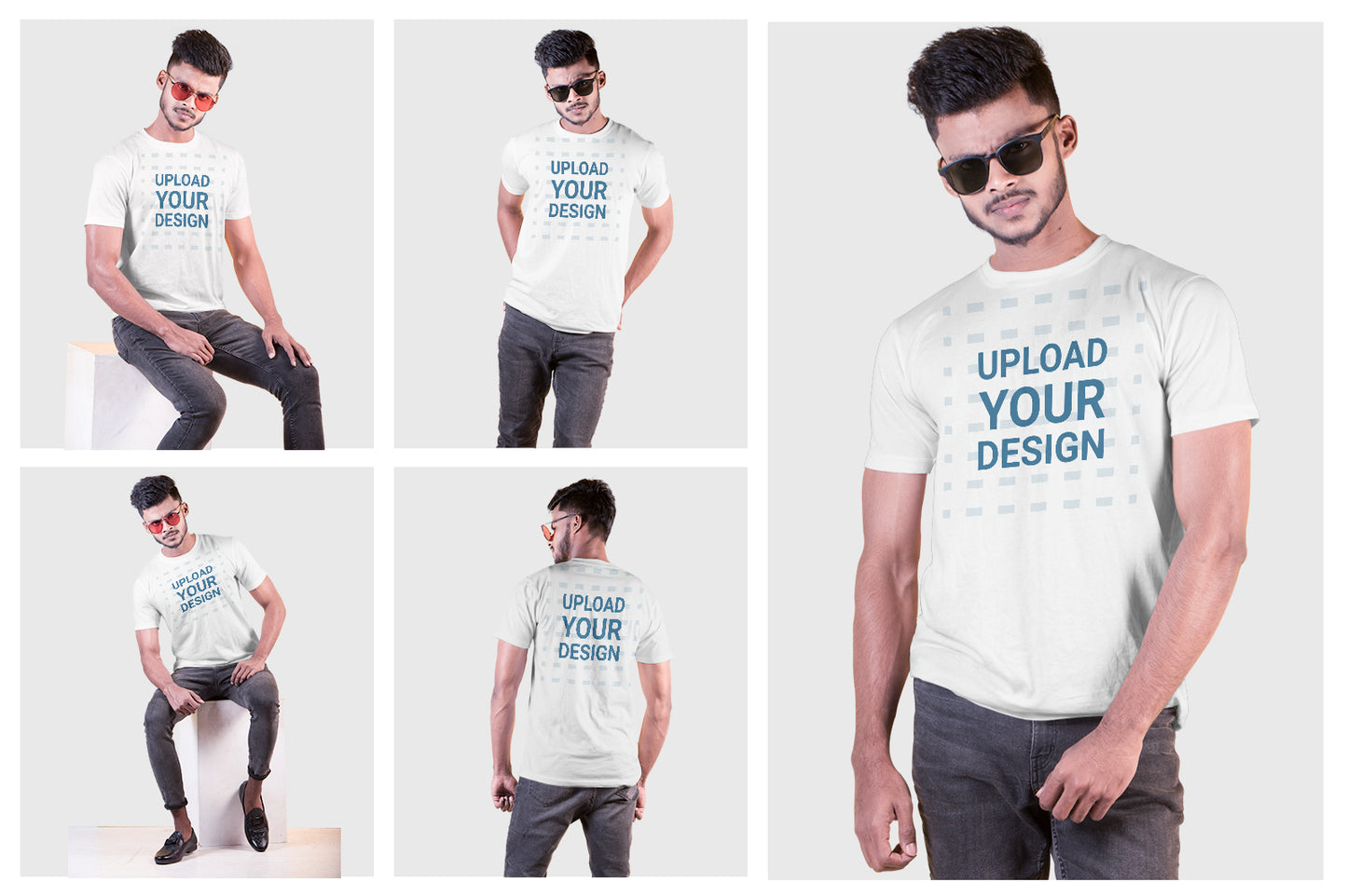 5 Editable Male New Model T-Shirt Mock-Up - Bundle – Realistic & Stylish Mock-Up Pack