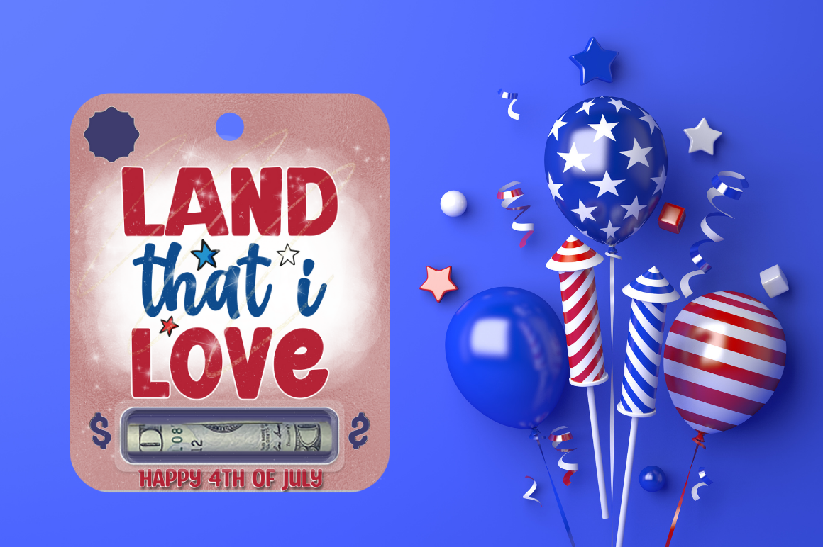 4Th Of July Money Card PNG Bundle