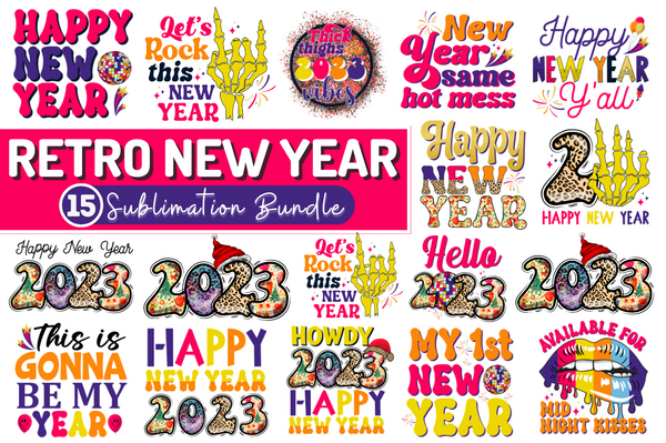 New Year Sublimation PNG Bundle