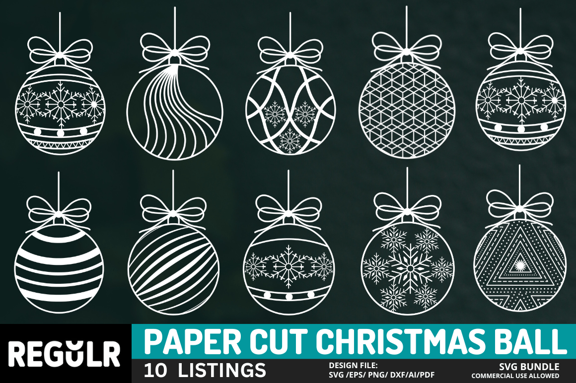 Paper Cut Christmas Ball SVG Bundle