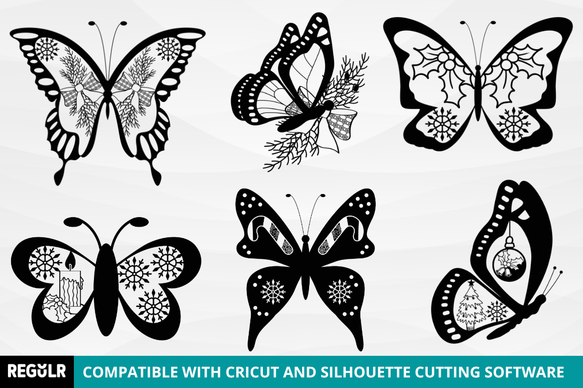 Paper Cut Christmas Butterfly SVG Bundle