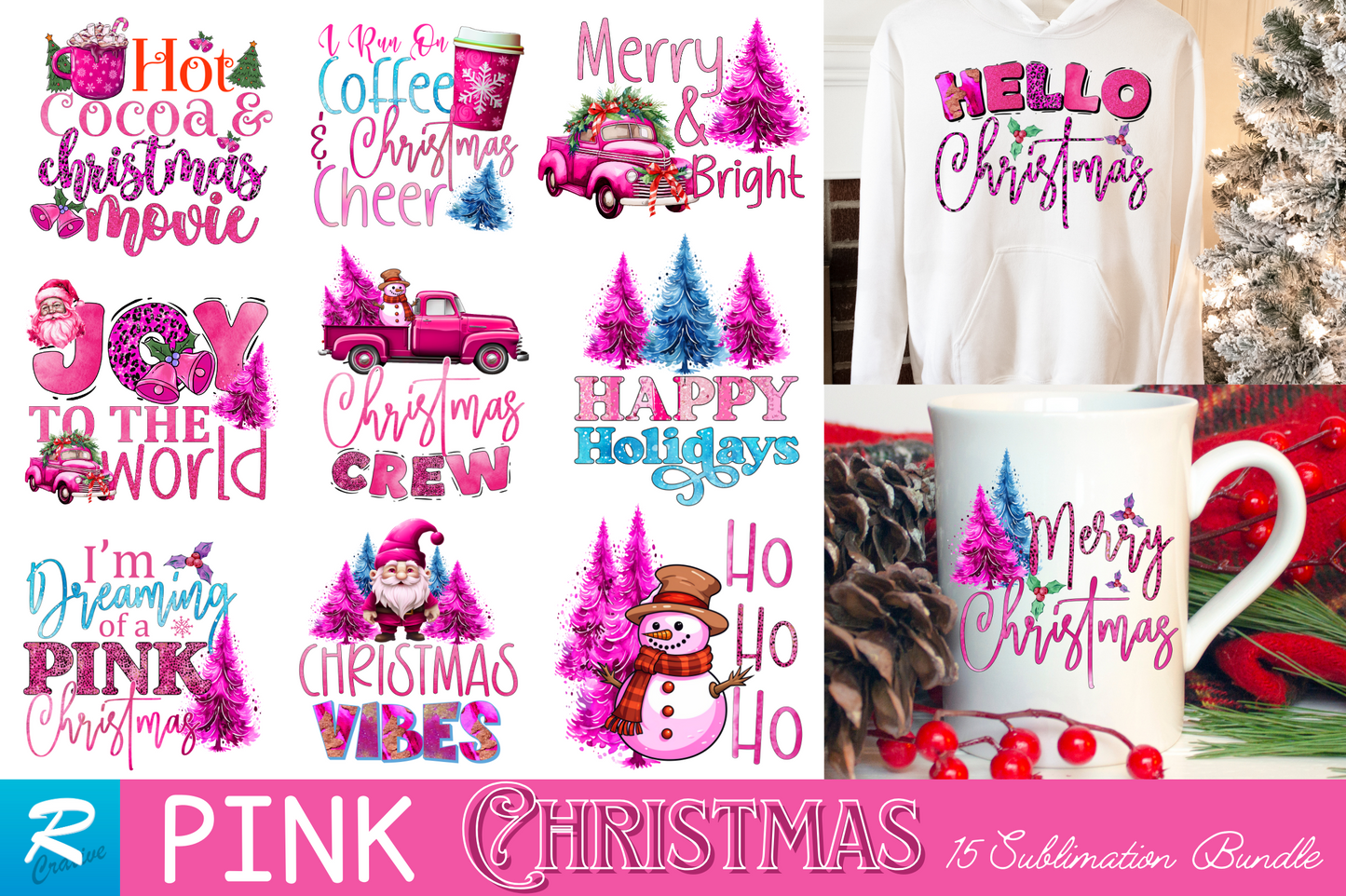 Pink Christmas sublimation Bundle