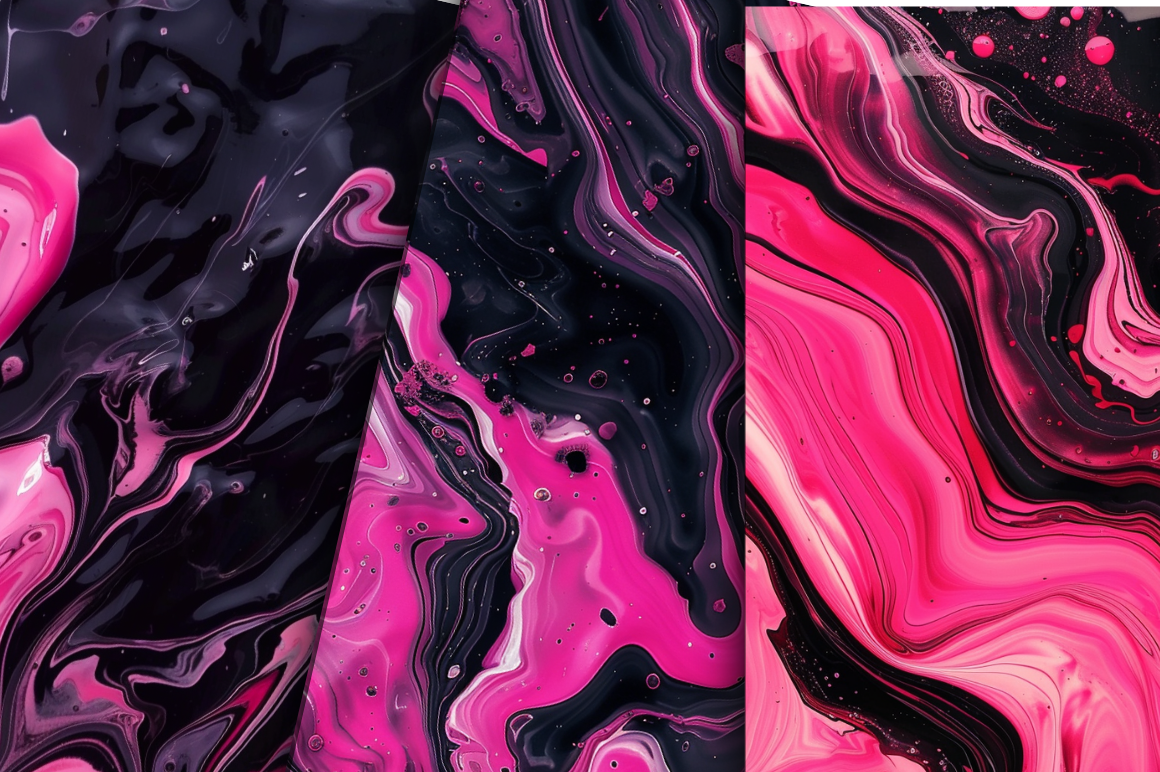 Pink & Black Liquid Flow Art Digital Papers Bundle