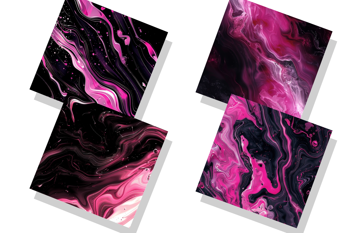 Pink & Black Liquid Flow Art Digital Papers Bundle