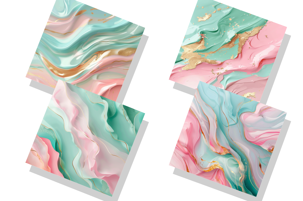 Pink & Mint Abstract Luxury Digital Papers Bundle