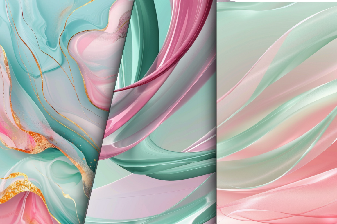 Pink & Mint Abstract Luxury Digital Papers Bundle