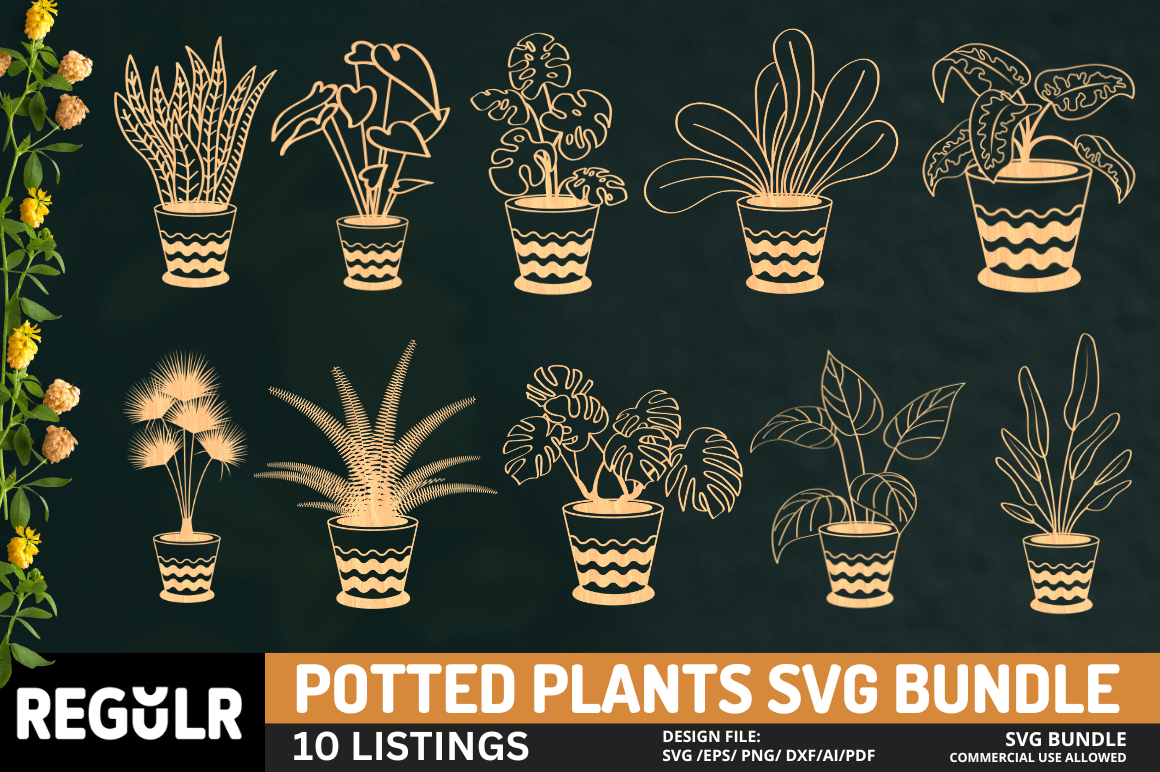 Potted Plants Svg Bundle