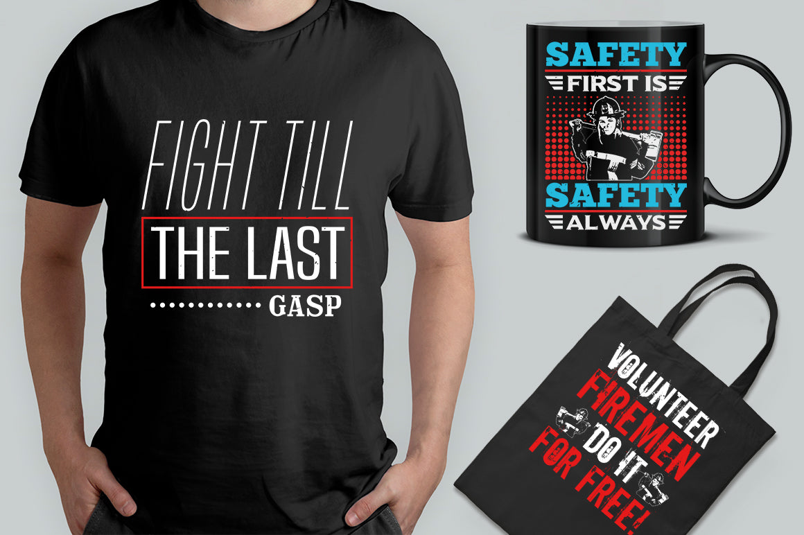 20 Editable Firefighter T-Shirt Designs Bundle