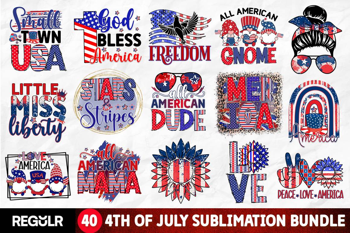 4Th Of July Sublimation Png Design Bundle