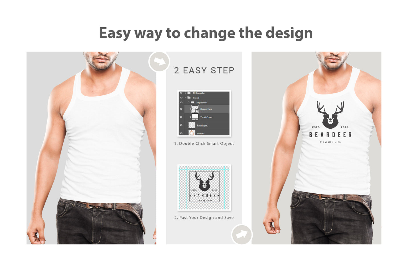 6 Editable Men's Tank Top T-Shirt Mockup Bundle