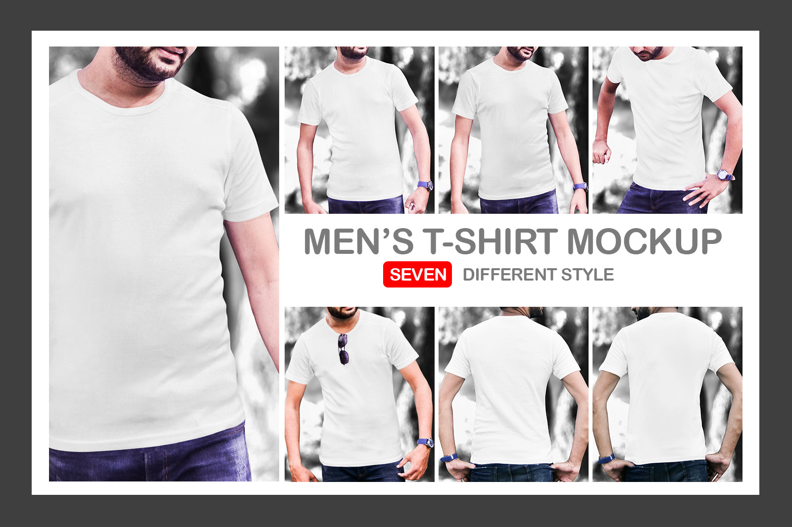 07 Editable Men's Crew Neck T-Shirt Mock-Up Bundle – Realistic & Stylish Mock-Up Pack