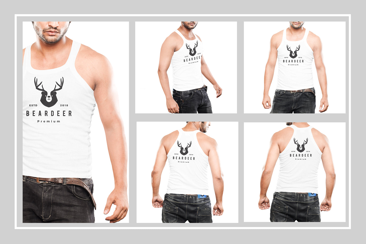 6 Editable Men's Tank Top T-Shirt Mockup Bundle