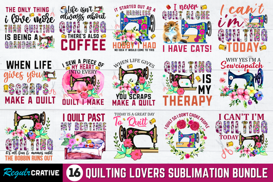 Quilting Lovers Sublimation PNG Design Bundle