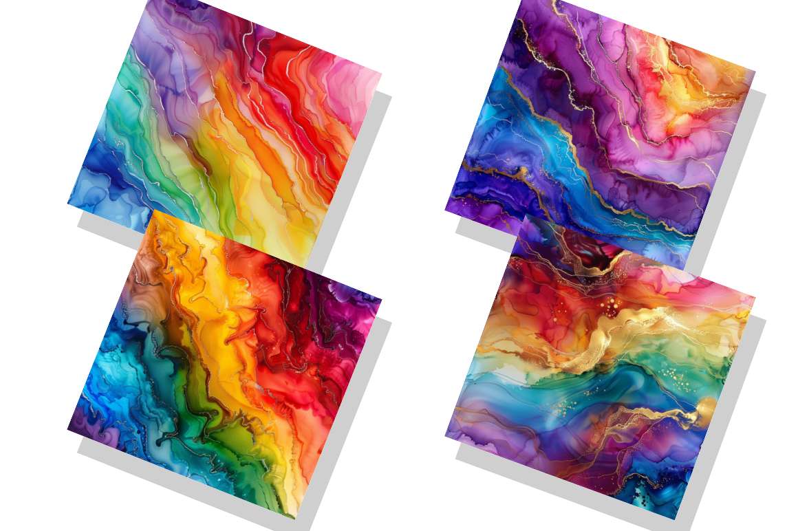 Rainbow Alcohol Ink Luxury Digital Papers Bundle