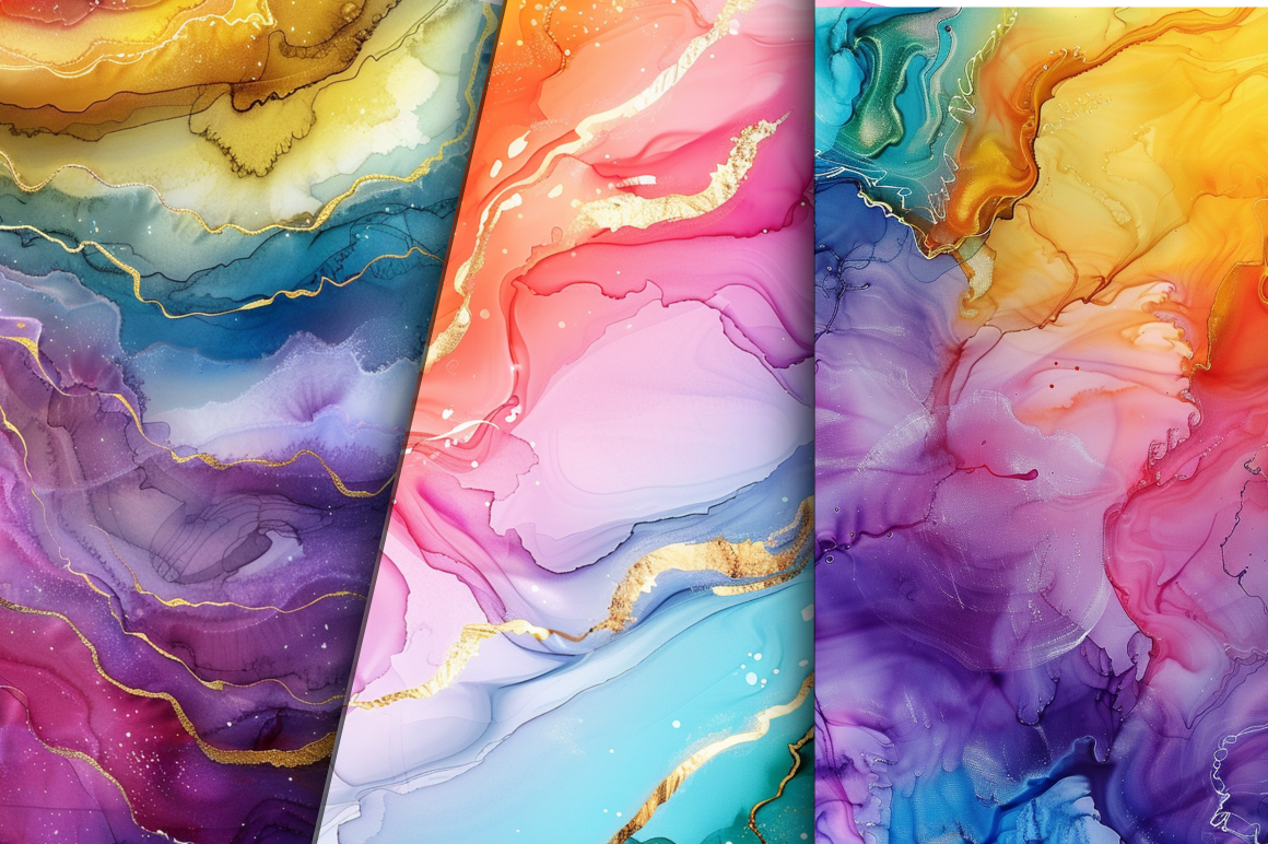 Rainbow Alcohol Ink Luxury Digital Papers Bundle