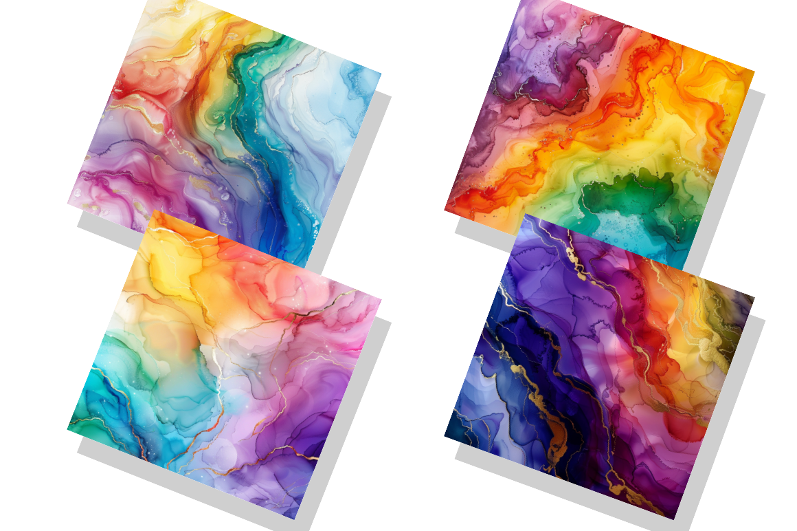 Rainbow Alcohol Ink Luxury Digital Papers Bundle