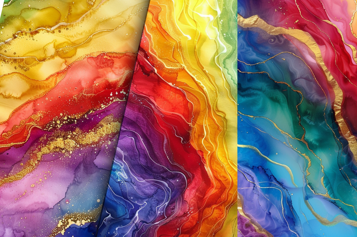 Rainbow Alcohol Ink Luxury Digital Papers Bundle