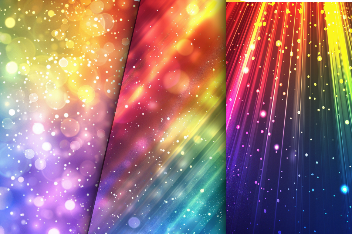 Rainbow Background & Shiny Lights Digital Paper  Bundle