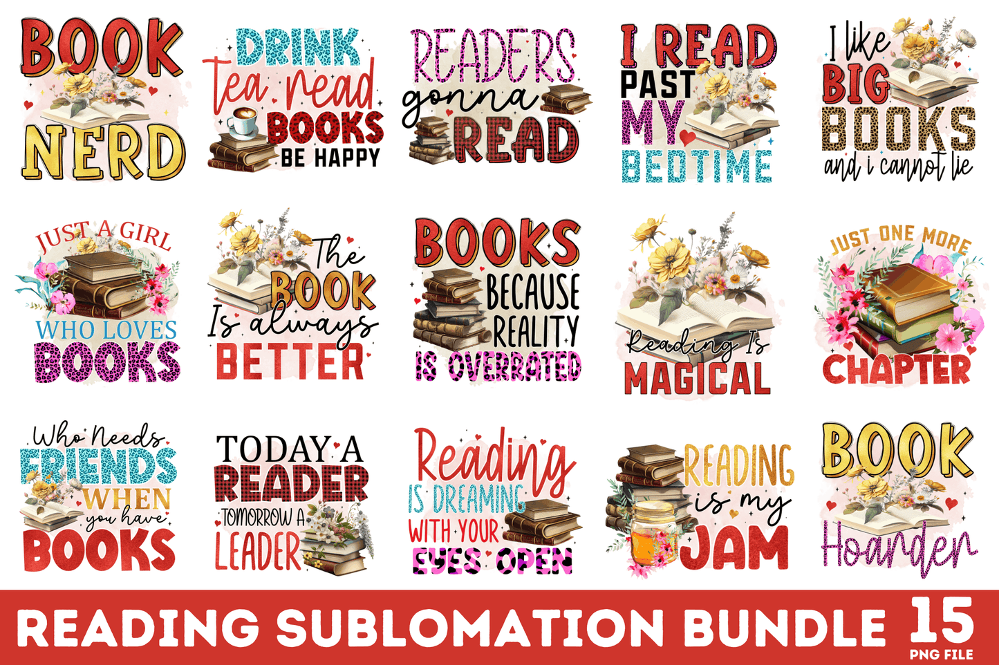 Reading Sublimation Design Bundle