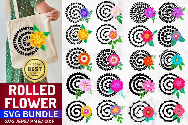 Rolled Flower Svg Bundle