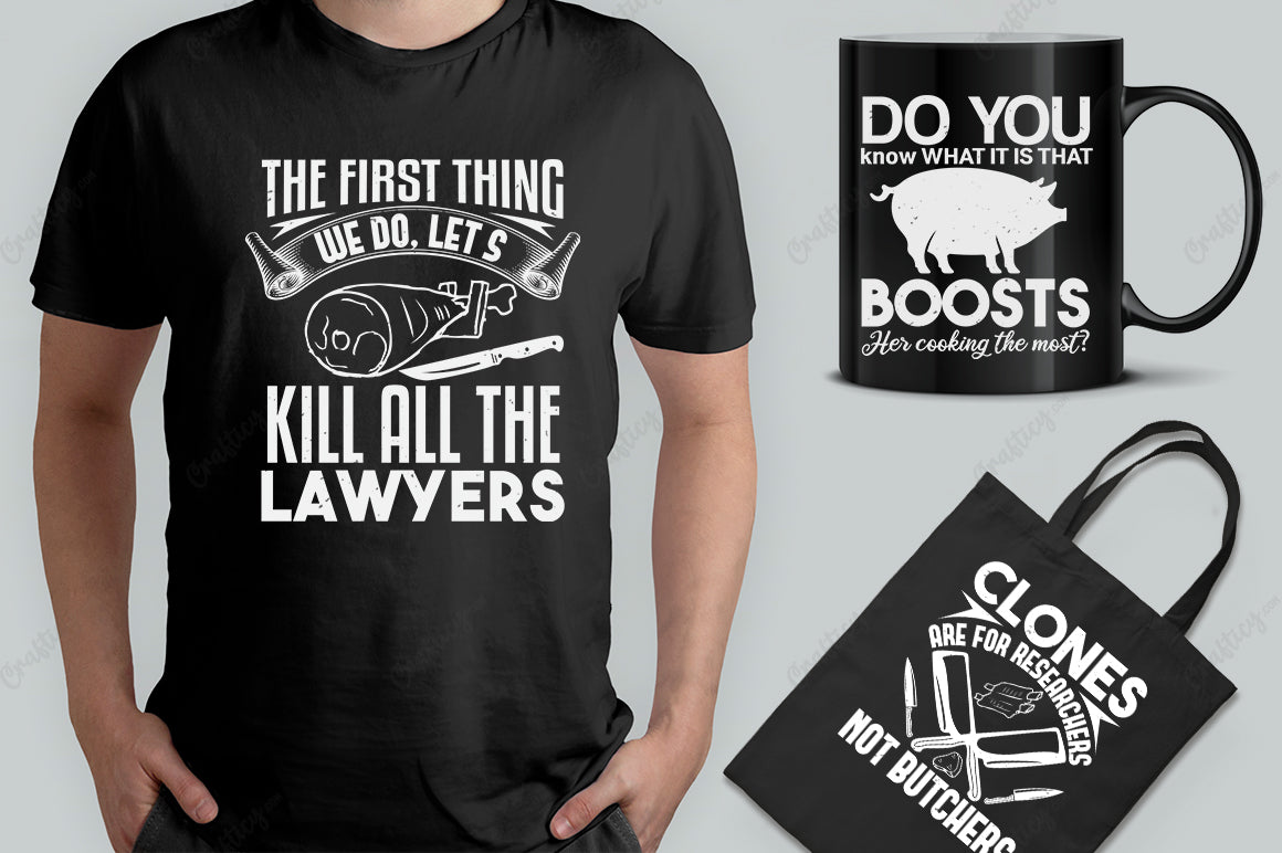 25 Editable Butcher T-Shirt Designs Bundle