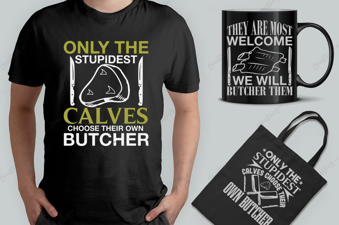 25 Editable Butcher T-Shirt Design Bundle