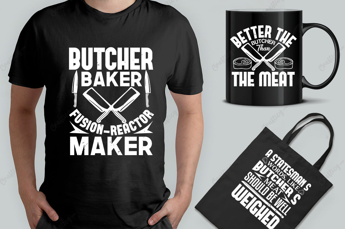 25 Editable Butcher T-Shirt Designs Bundle