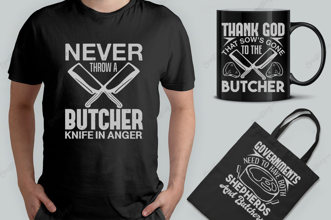 25 Editable Butcher T-Shirt Design Bundle