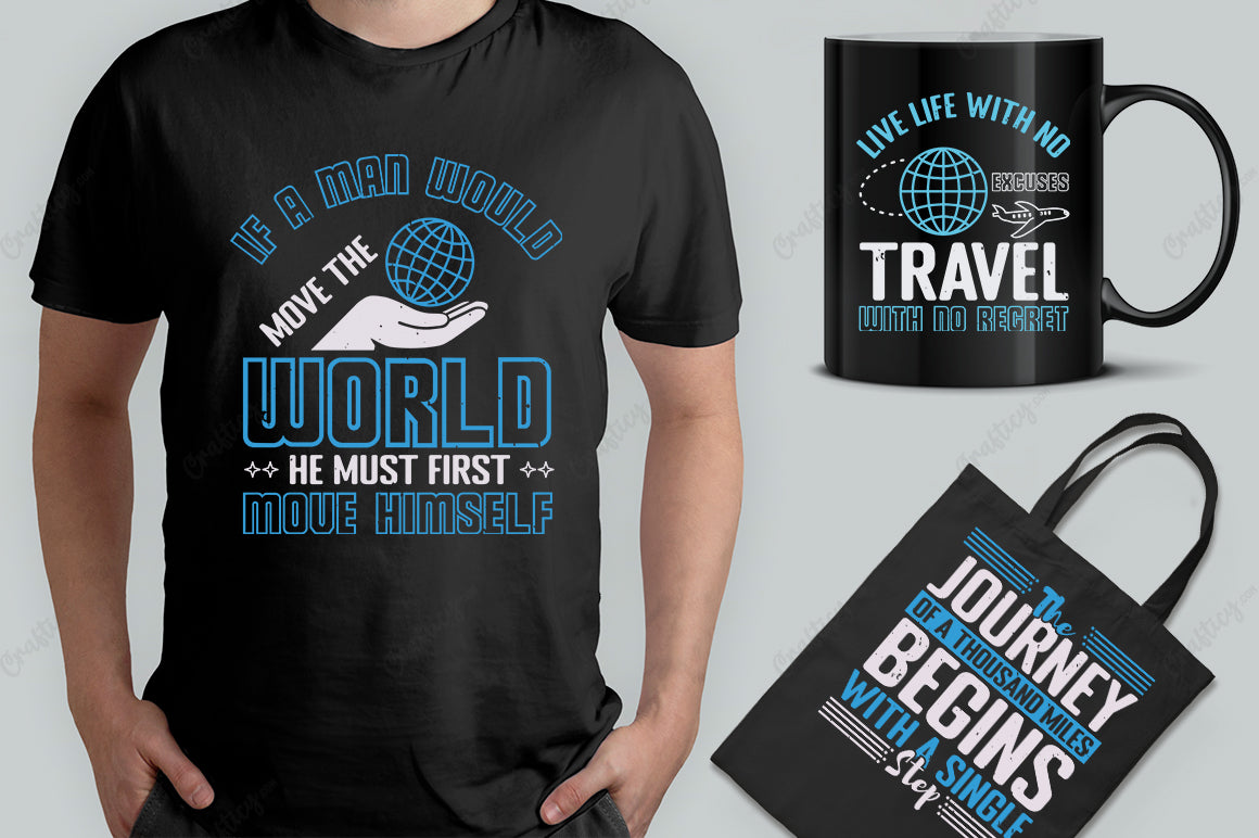 25 Editable Digital Nomand T-Shirt Designs Bundle