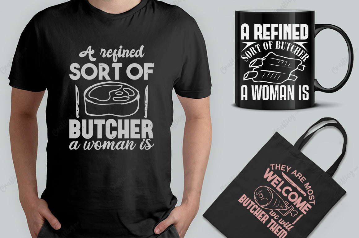 25 Editable Butcher T-Shirt Design Bundle