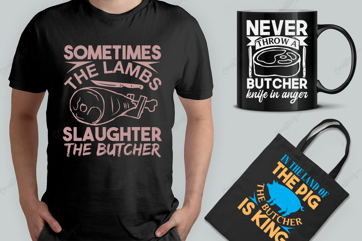 25 Editable Butcher T-Shirt Design Bundle