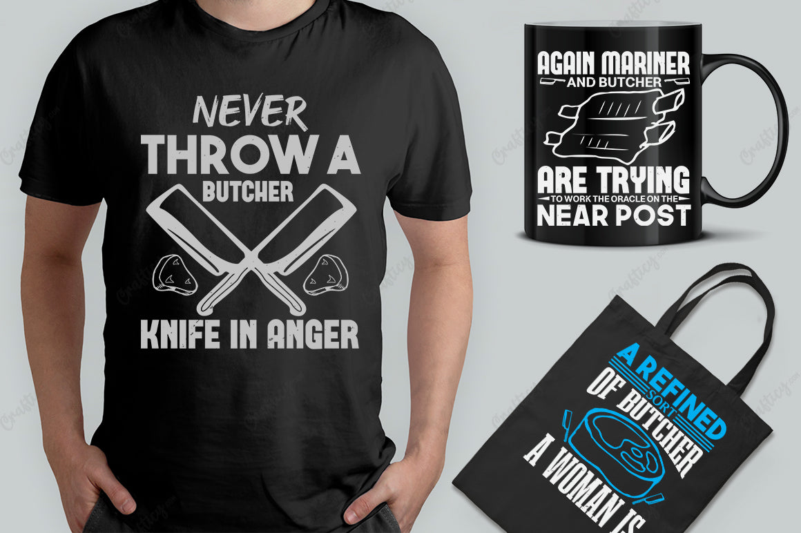 25 Editable Butcher T-Shirt Design Bundle