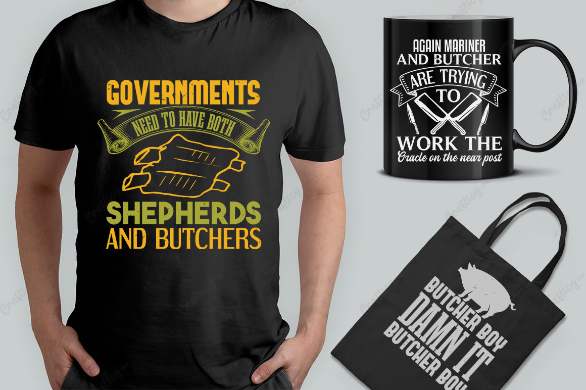 25 Editable Butcher T-Shirt Design Bundle