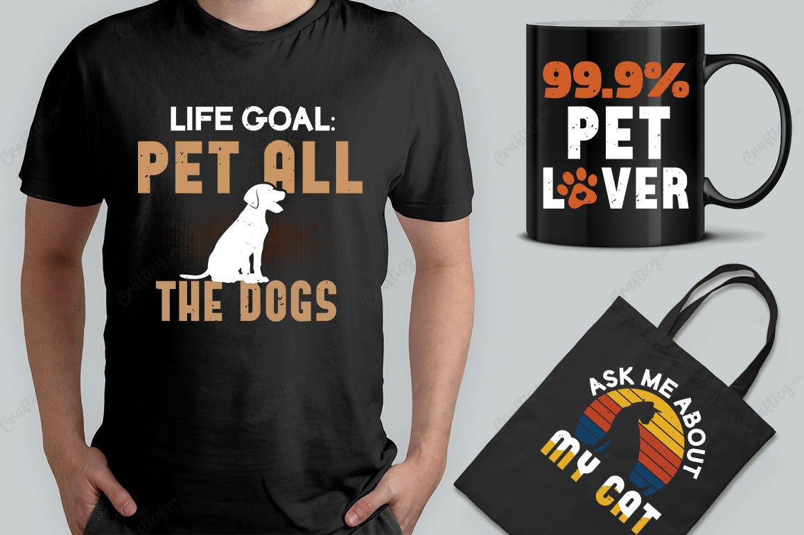 30 Editable Pet Lover T-Shirt Designs Bundle