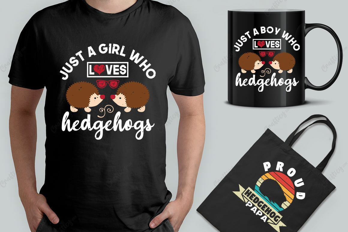 20 Editable Hedgehog T-Shirt Designs Bundle