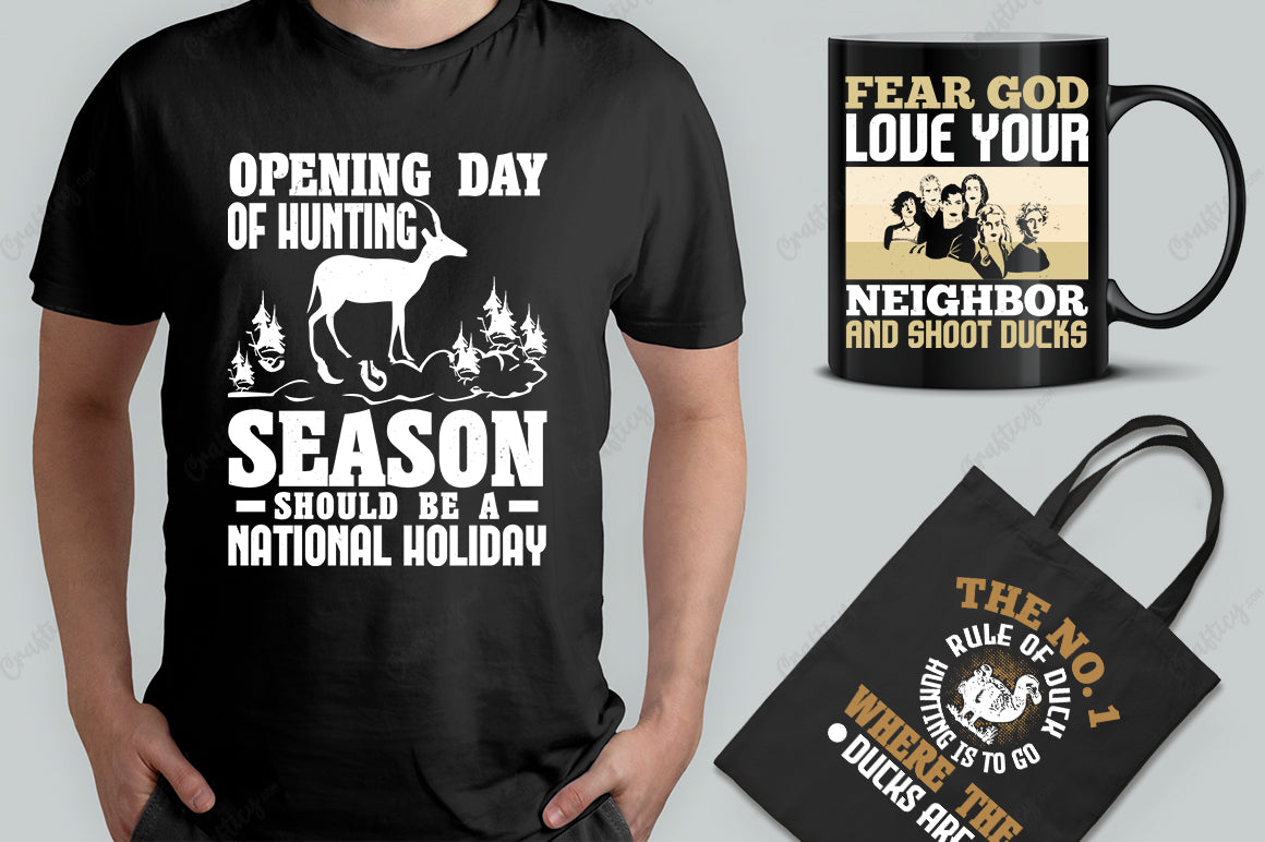 25 Editable Hunting T-Shirt Designs Bundle