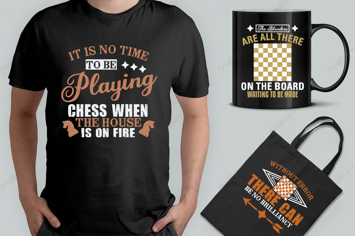 25 Editable Chess T-Shirt Designs Bundle -Vol:4