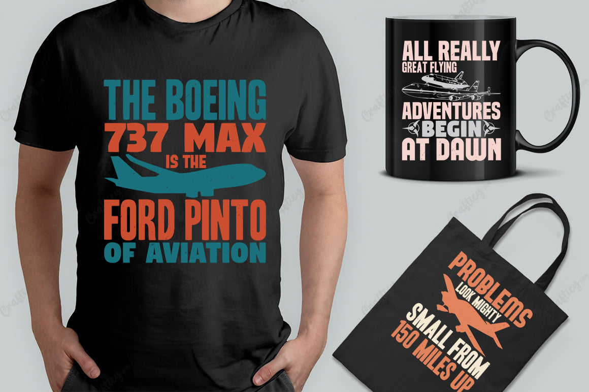 15 Editable Aviation T-Shirt Designs Bundle